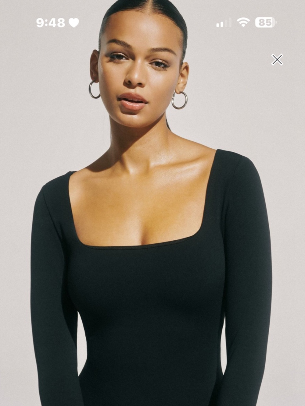 Garage Black Long-Sleeve Square Neck Top